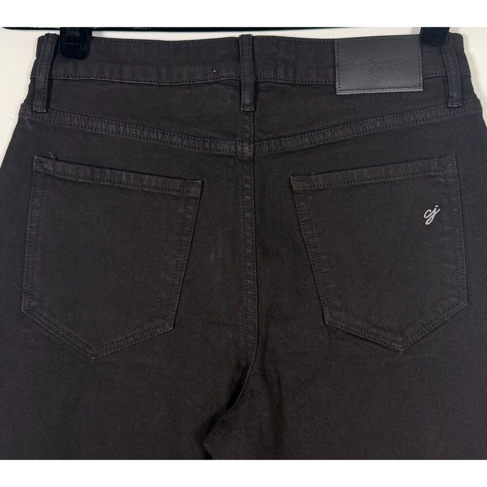 Carly Jean Hendrix Wide Leg Jeans Black High Rise Crop Utility Size 5